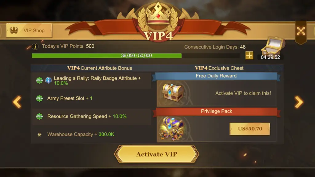 VIP in Land of Empires